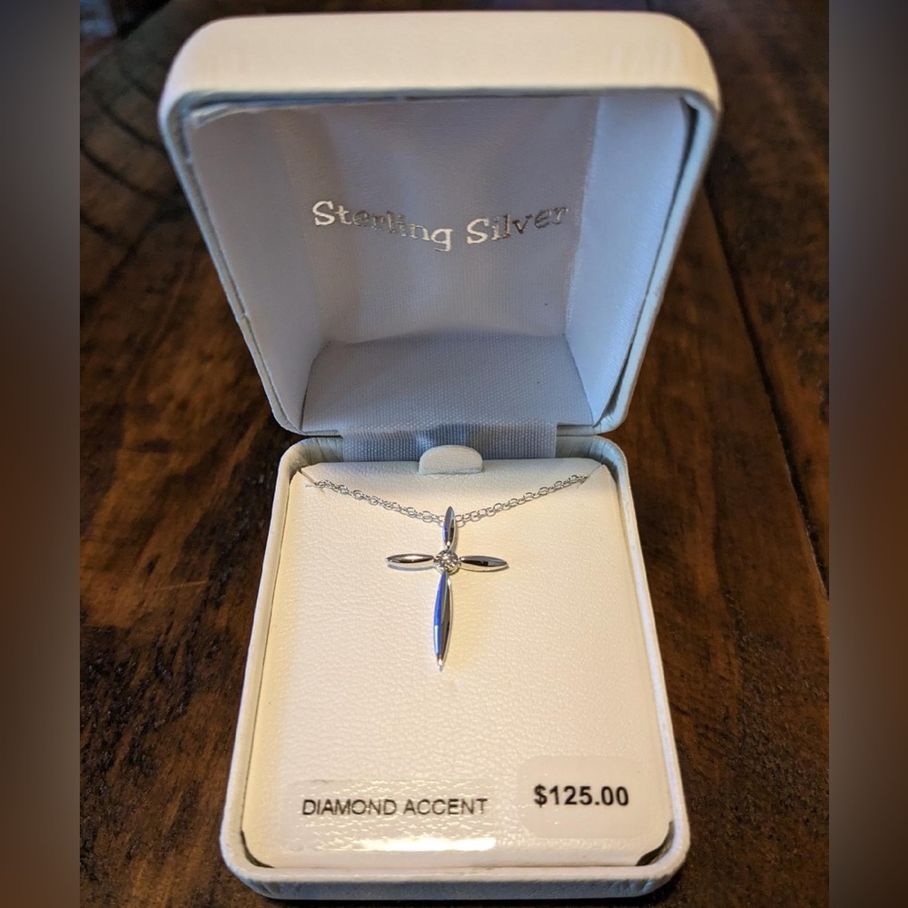 Sterling silver diamond accent cross